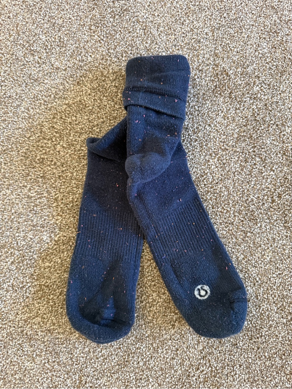 LULULEMON Men's Navy Speckled Crew Socks - Sz L